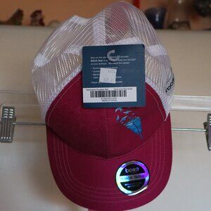 NWTs, Women's BOCO Trucker Hat. Deep Pink with Feather/Bird Design.